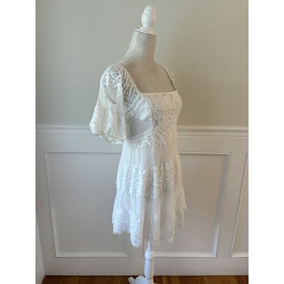 Free People Be Your Baby Lace Mini Dress Ivory Small S - Picture 5 of 8